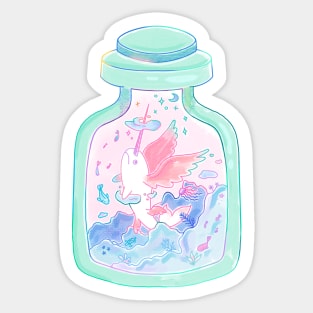 Pastel Watercolor Narwhal in Cloud Jar Sticker
